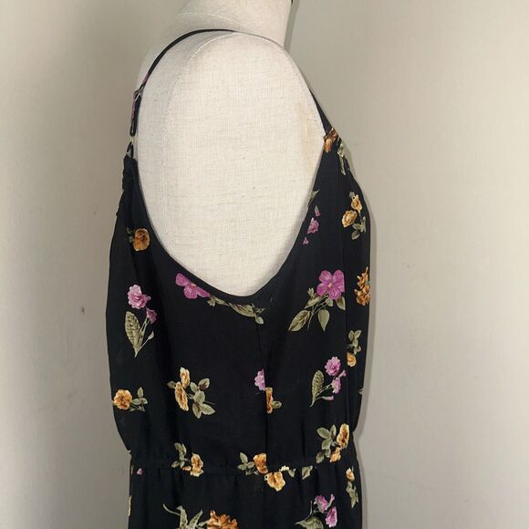 Speed Control Midi Dress Black Floral Print Loose Fit Spaghetti Straps Sz XL EUC - Picture 5 of 11